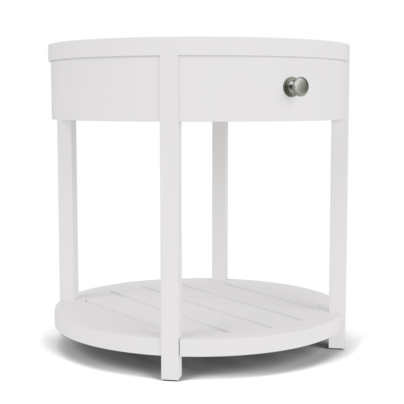 Kishia White Round End Table, White