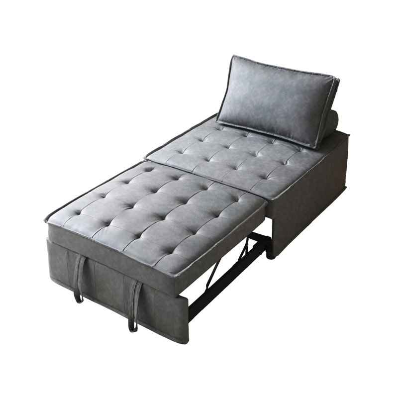 Canapé-lit polyvalent en similicuir avec repose-pieds