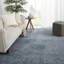 Tapis bleu à motif géométrique fait à la main Levke-689883745