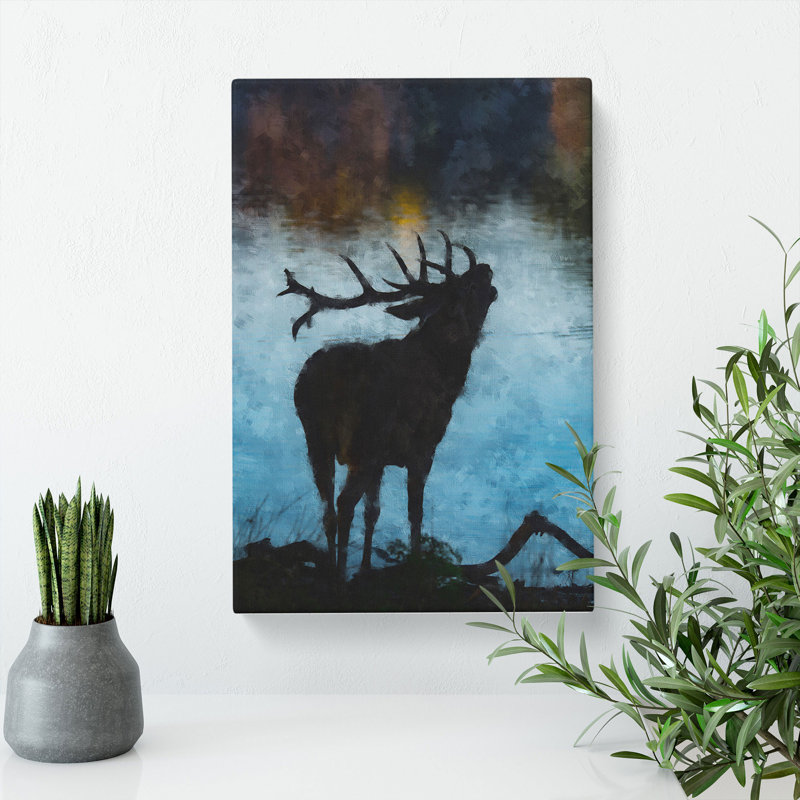 A Deer Stag Silhouette - Wrapped Canvas, 76cm H x 50cm W x 3cm D