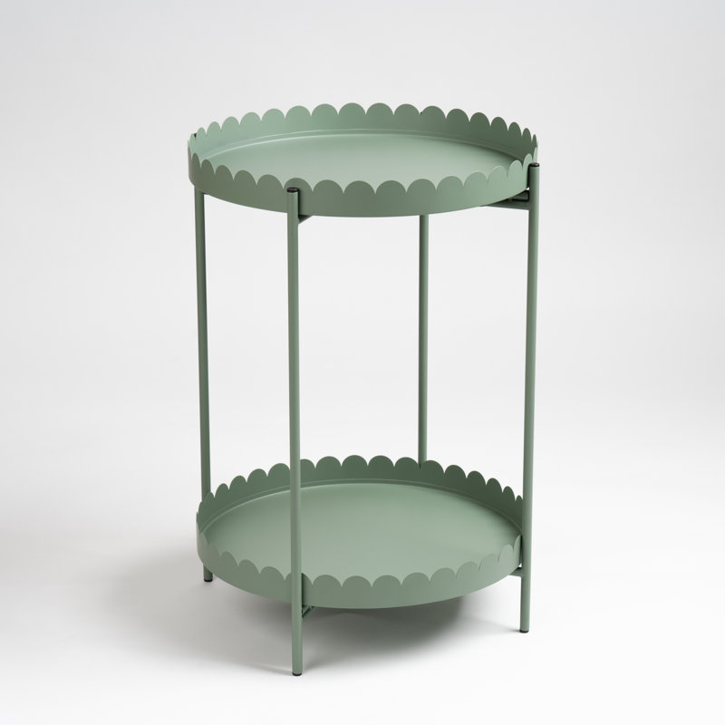 50cm Round Scallop Table, Green