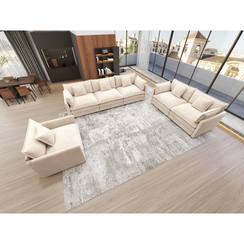 3 - Piece Chenille Living Room Set, Beige