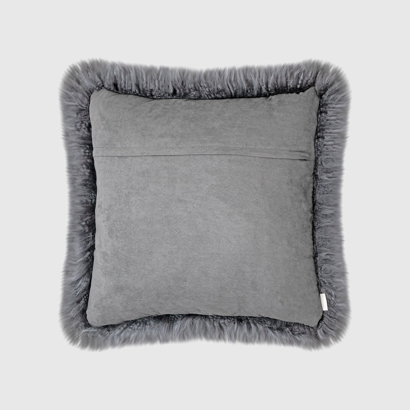 Fieldman Leather Reversible Throw Pillow, Gray