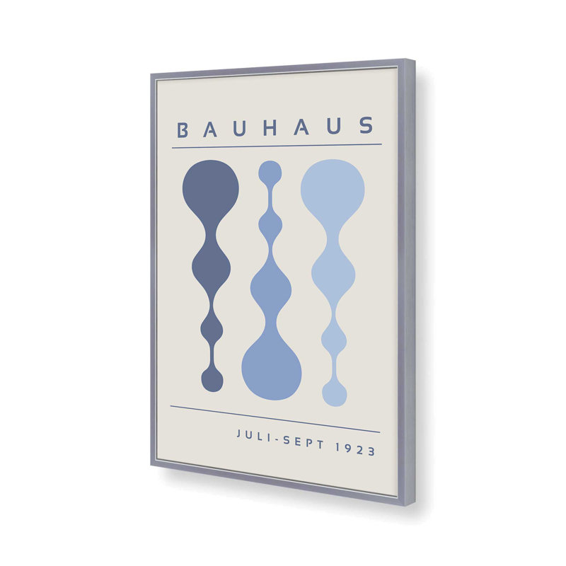 «Blue Retro Bauhaus», affiche I, H 21,25 po x l 17,25 po x P 1,25 po, Chrome poli