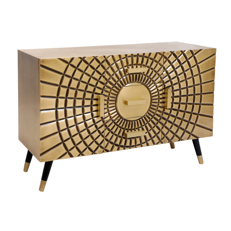 Grande armoire en laiton 3 tiroirs 2 portes Fett