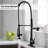 Spring Pull Down Single Handle Kitchen Faucet with Deck Plate and Handles-64748026