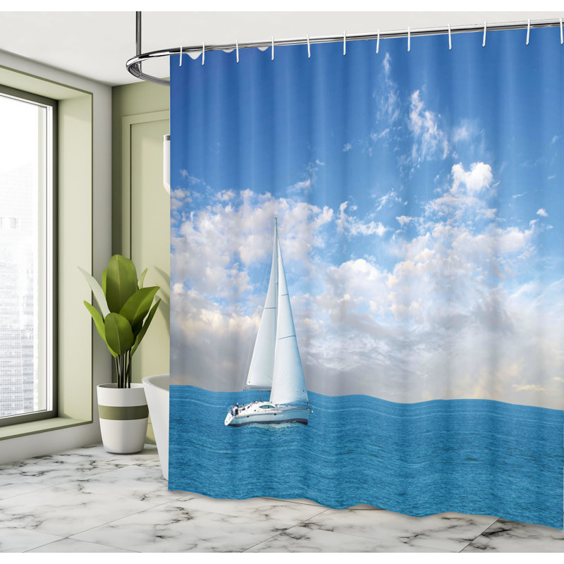 Ensemble de rideau de douche + crochets Ocean, H 70 po x l 69 po