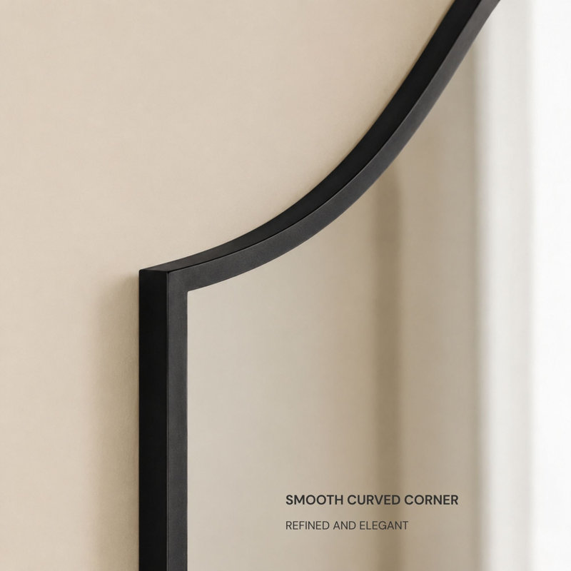 Airius Decorative Scalloped Bathroom Vanity Mirrors, Arched Wall Mirror, Black, 32" x 24"