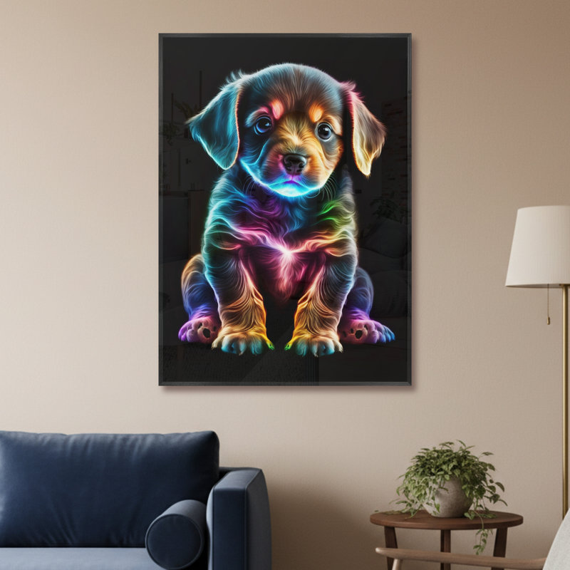 Single Picture Frame LED Illuminated Wall Art Wall Art on Glass / Aluminium, 60 cm H x 50 cm W