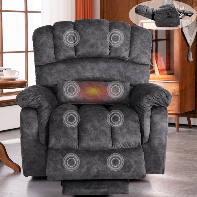 Tall Man Large Dual Motor Power Lift Recliner Chair With Extended Footrest, Overstuffed Lay Flat Sleeper Electric Recliner W/Heat & Massage, Lumbar Pillow, Usb & Type-C Ports