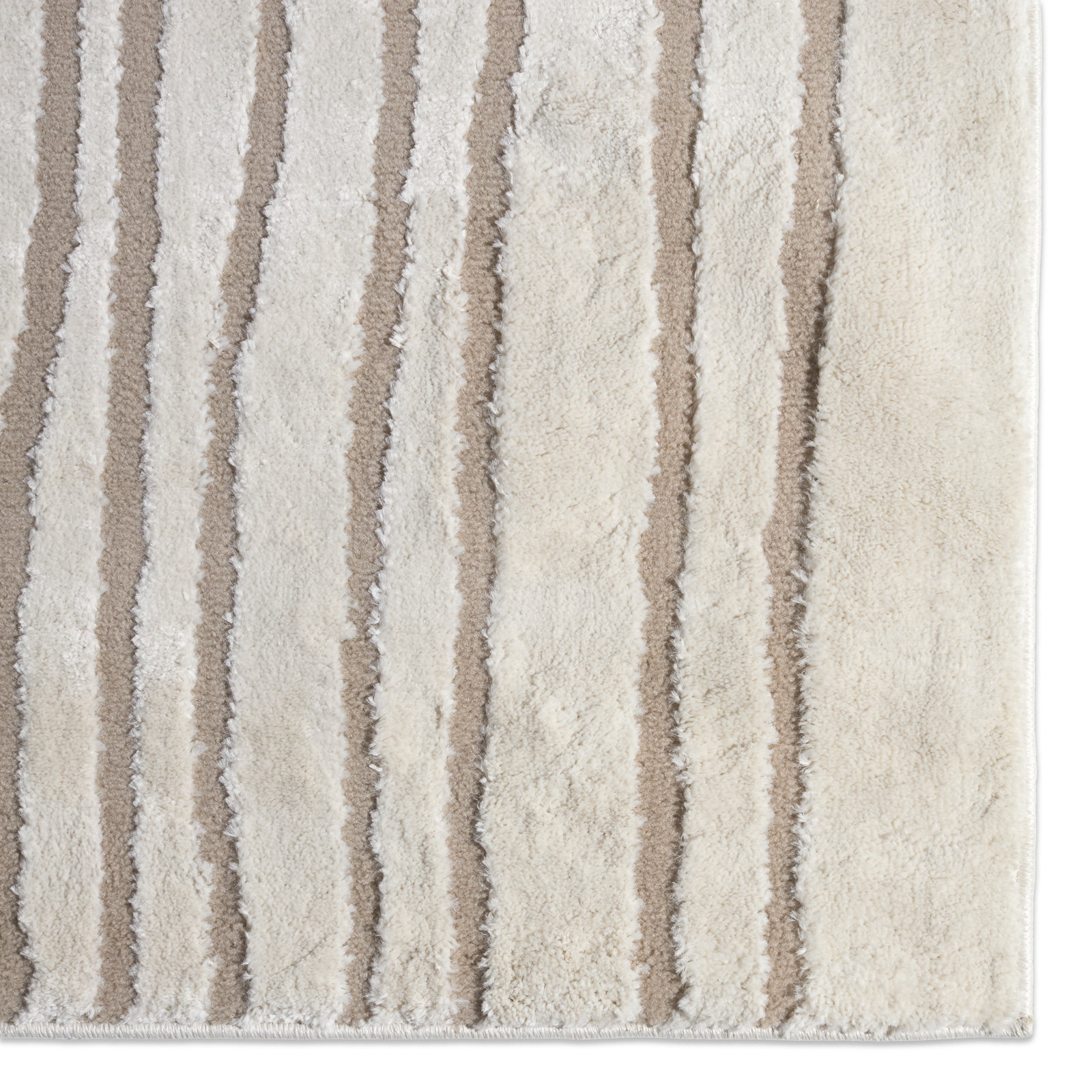 Quillan Ivory Beige Striped Rug, Rectangle 7'10"X10'