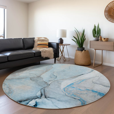 Premium Machine Washable Cerrito AMF506 Blue Rug