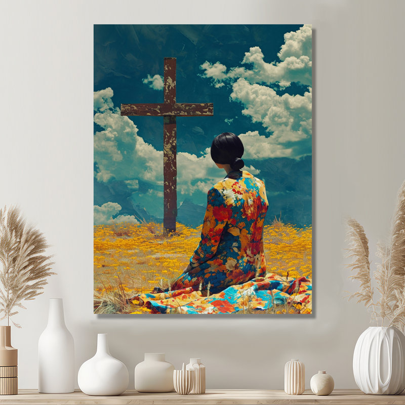«Blue Sky Mourning», art mural paysage religieux, H 44 po x l 34 po, Toile tendue