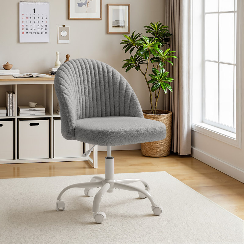 Task Chair  Velvet Make Up Chair Office Chair With Wheels, Grey, Gray