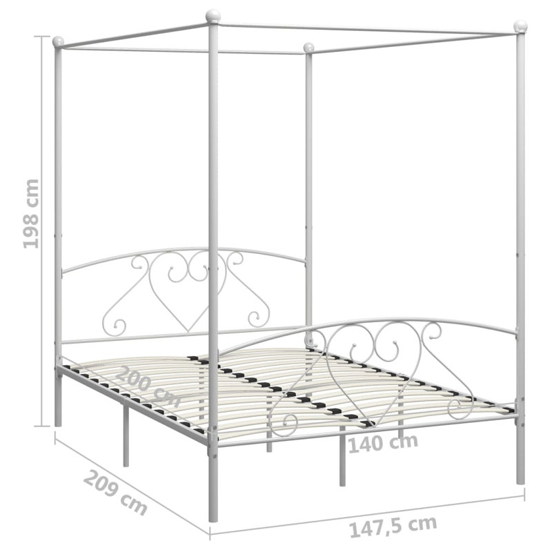 Zackery Metal Bed, white, European Double (140 x 200 cm)