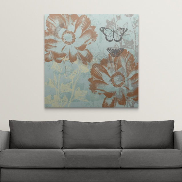 « ii » jennifer grolier, impression Teal Garden, H 35 po x l 35 po x P 1,5 po, Toile