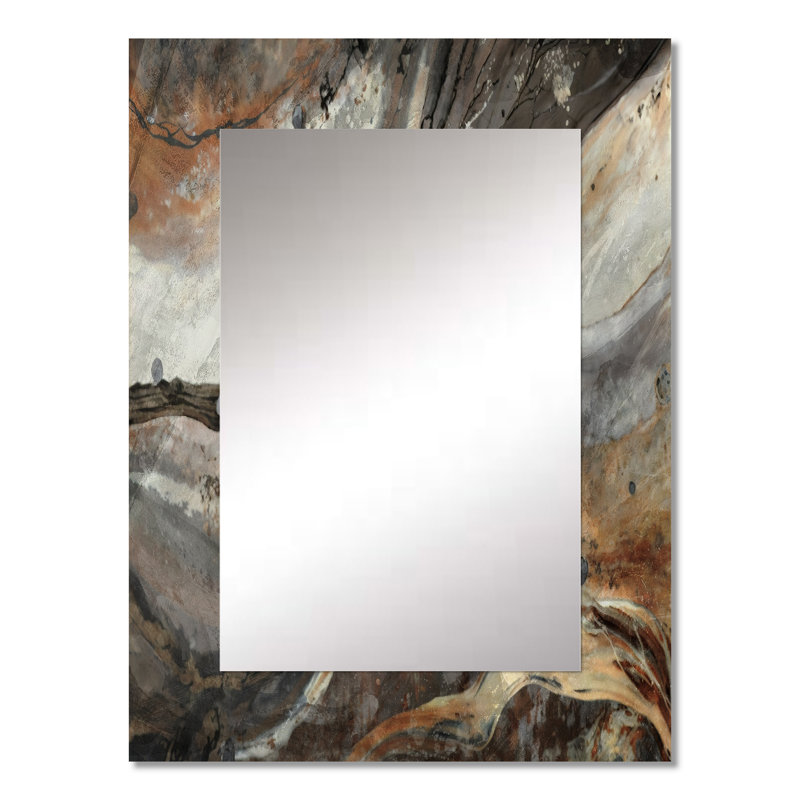 Morning Effervescence II - Abstract Large Wall Mirror, Gray Decorative Mirror, Printed Metal Art, 32" x 24"