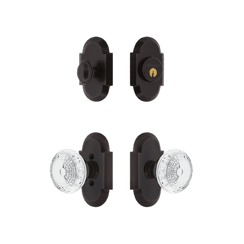 Nostalgic Warehouse Cottage Entry Set with Crystal Meadows Knob, Timeless Bronze, 2.375