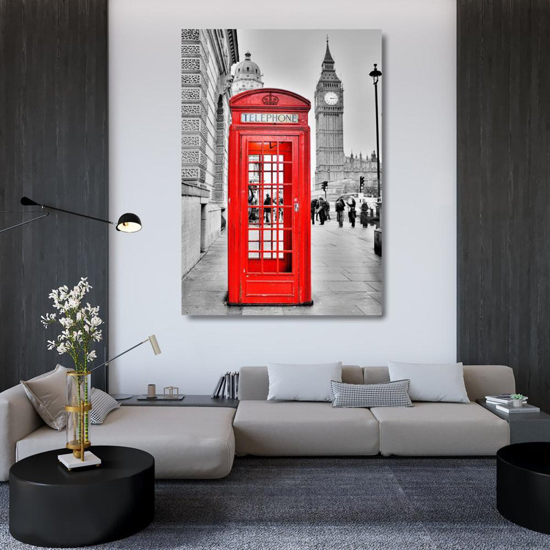 «Red Barrel Studio® Terrible, Aurelien Gallery», art sur toile tendue sous le titre: London, téléphone TG5807