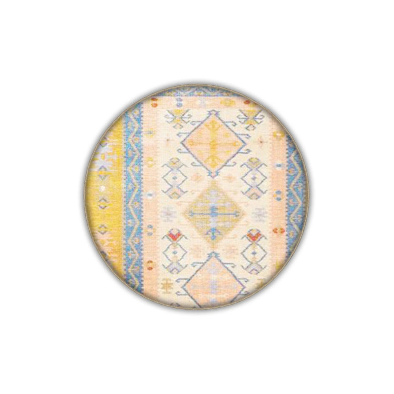 Yellow Blue Themed Traditional Motif Patterned Vintage Decorative Carpet, Rectangle 3'4" x 5'