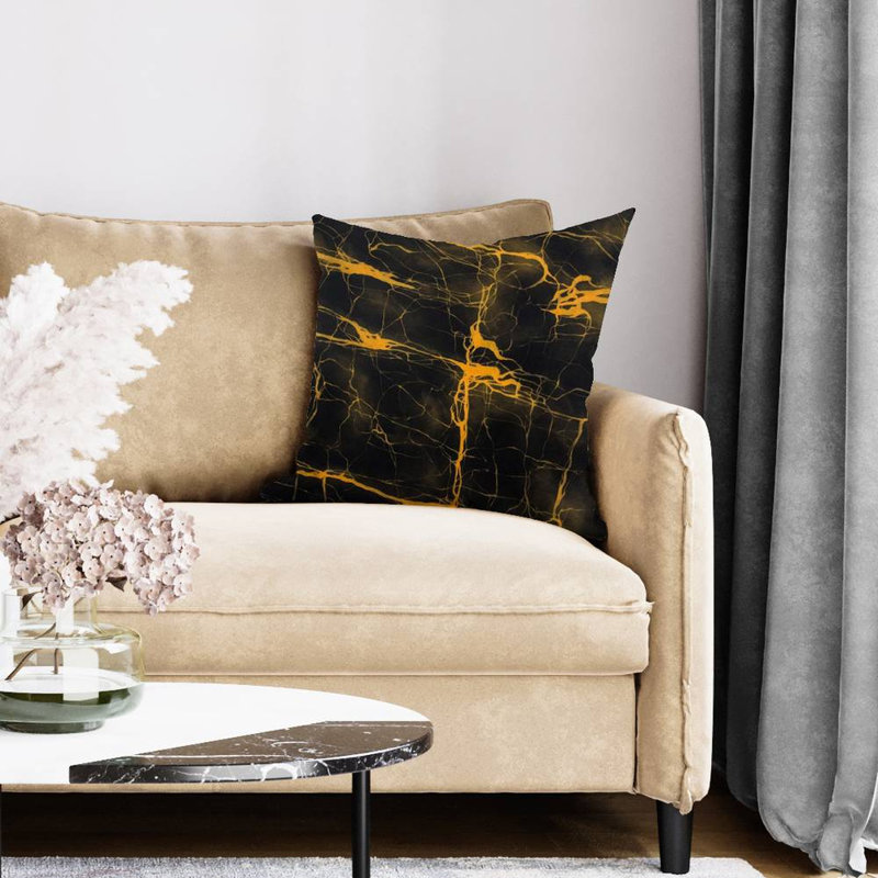 Black and gold marble texture - 20"x20" Throw pillow - Poly twill - Print on demand