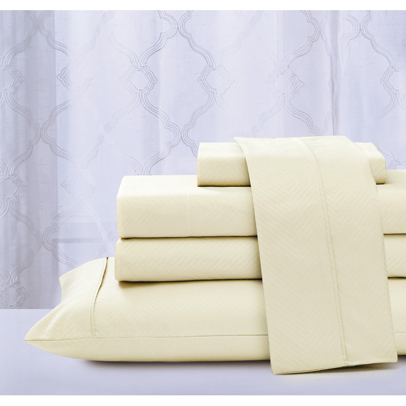 Ensemble de draps en rayonne 4 pièces, Ivoire, Ensemble de drap pour lit très grand avec drap-ho