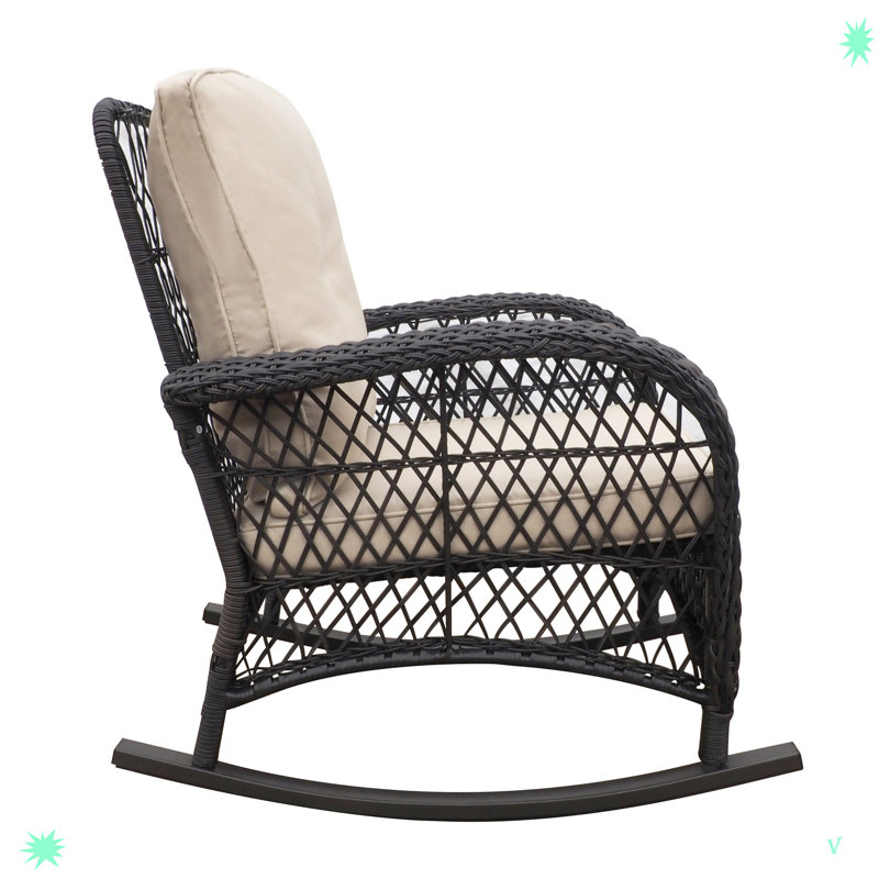Chaise berçante d'extérieur en fer avec coussins Demeca