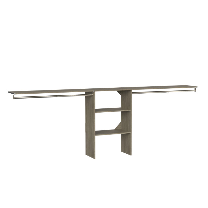 Suitesymphony Base Unit With 2 Top Shelves And Hang Rods, Gray