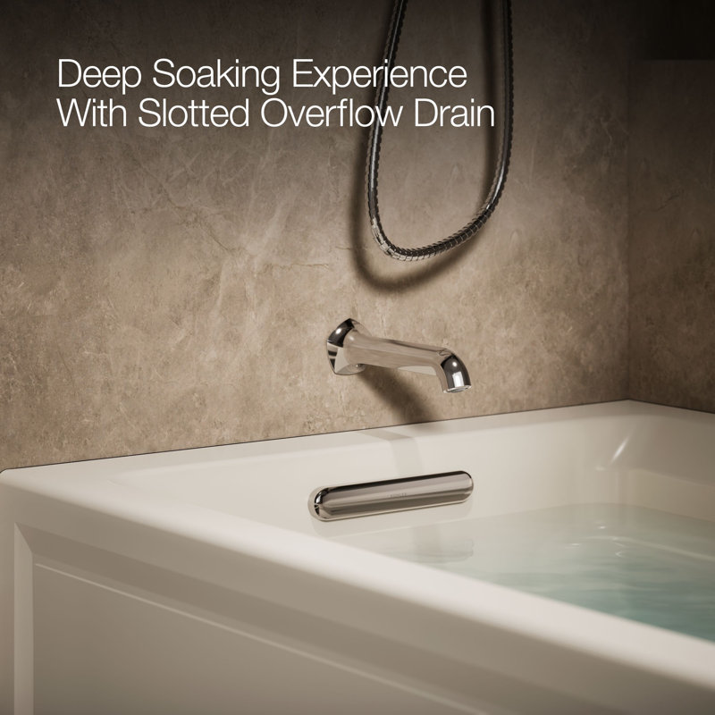 Archer® Alcove 72" x 36" Whirpool Bathtub, Biscuit, Left