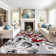 Rooshi Floral Gray/Red Area Rug
