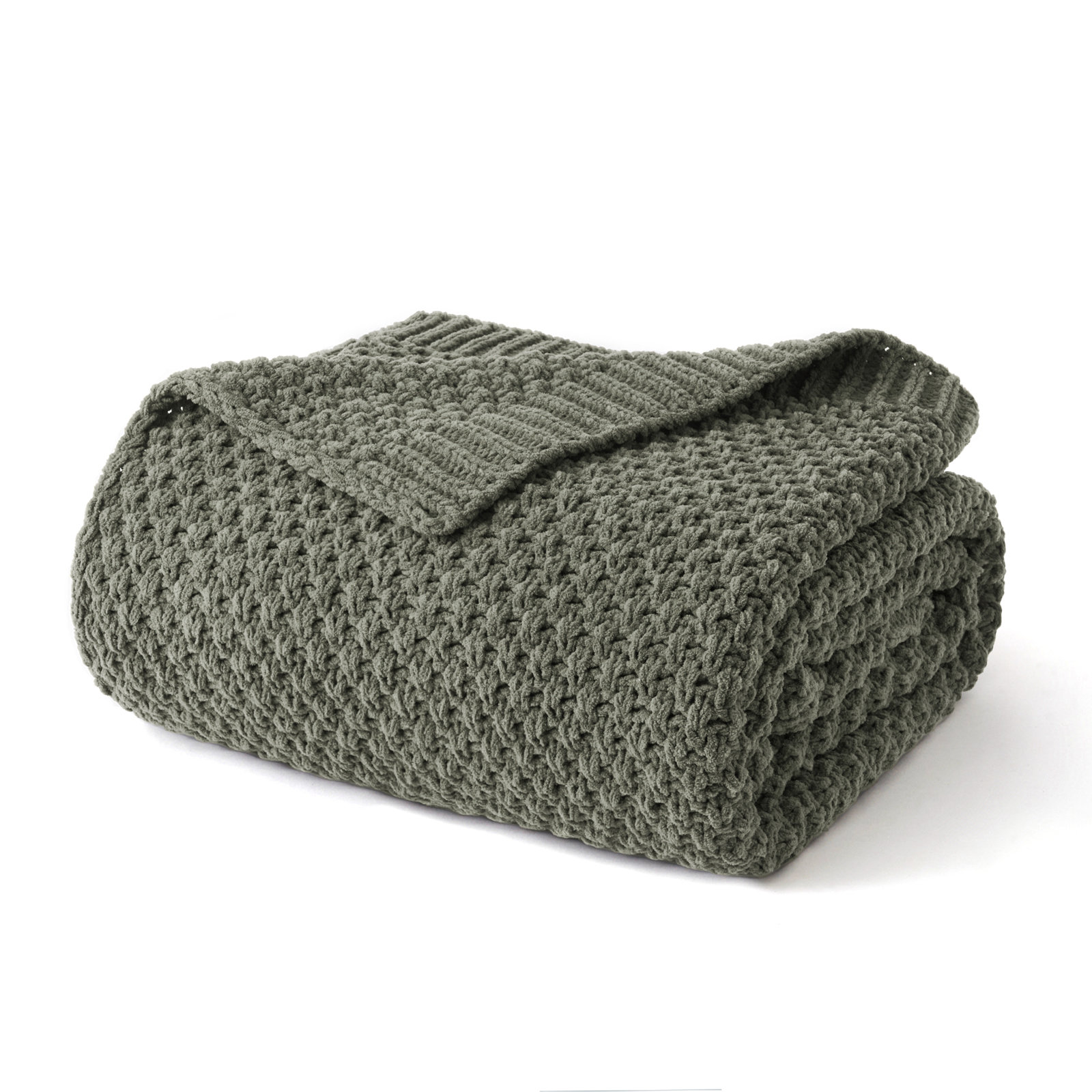 Chunky Chenille Weighted Throw Blanket, 60" L x 50" W, Dried Thyme