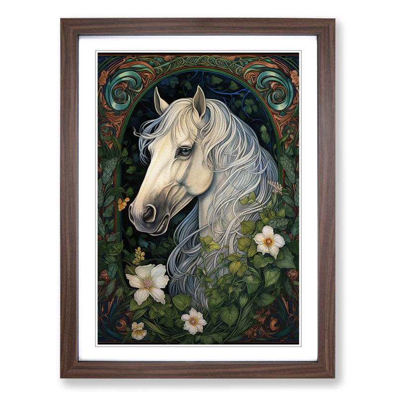 Shire Horse No.2 - Single Picture Frame Print on Wood, 34cm H x 25cm W, Walnut Framed