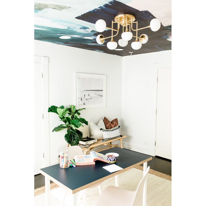 Fleming 8 Light Semi Flush, Aged Brass