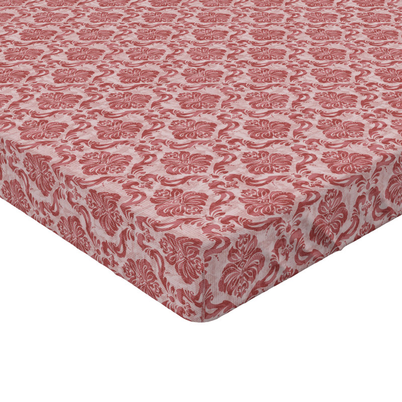 Ambesonne Fitted Sheet, Full Fitted Sheet, Pale Ruby Ruby Damask