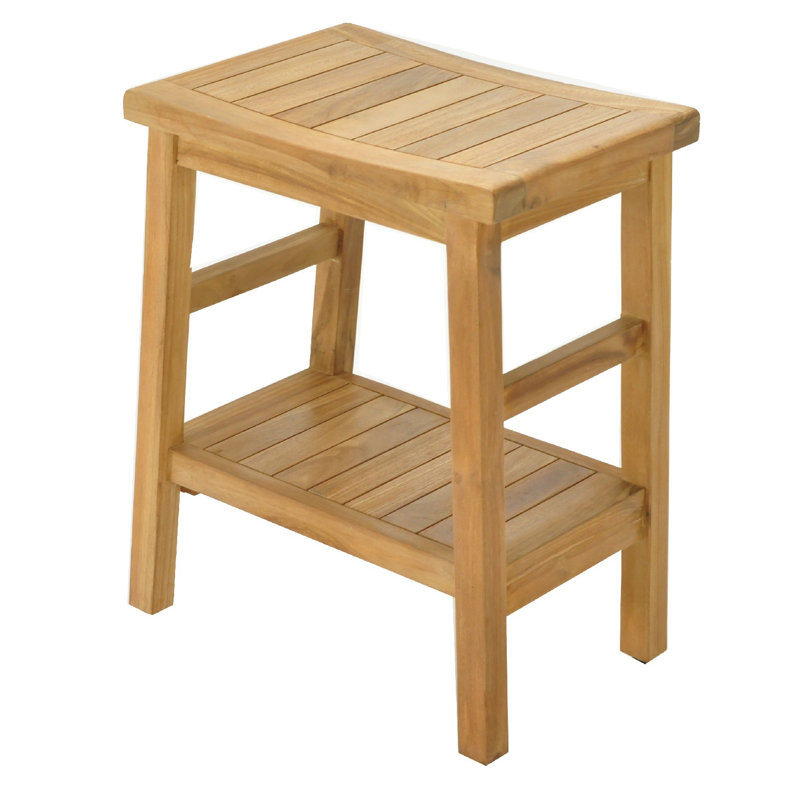 Spateak Grade-A Teak Wood Manchester Shower Seat 18" Outdoor Patio Stool Bench
