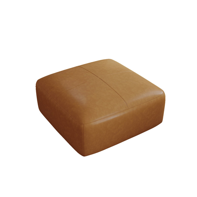 Hustle Square Top-Grain Genuine Italian Leather Ottoman, 16.05cm H x 35.05cm W x 35.05cm D, Brown