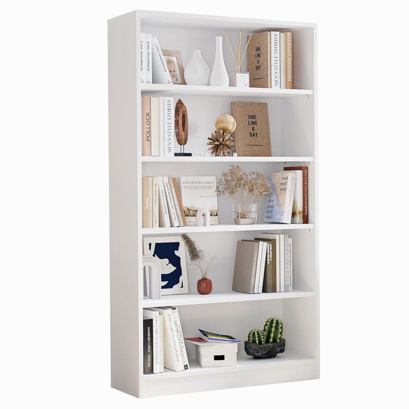 Bibliothèque blanche 5 tablettes 5 tablettes, (5 tablettes) H 60 po x l 33 po x P 11,6 po, Blanc