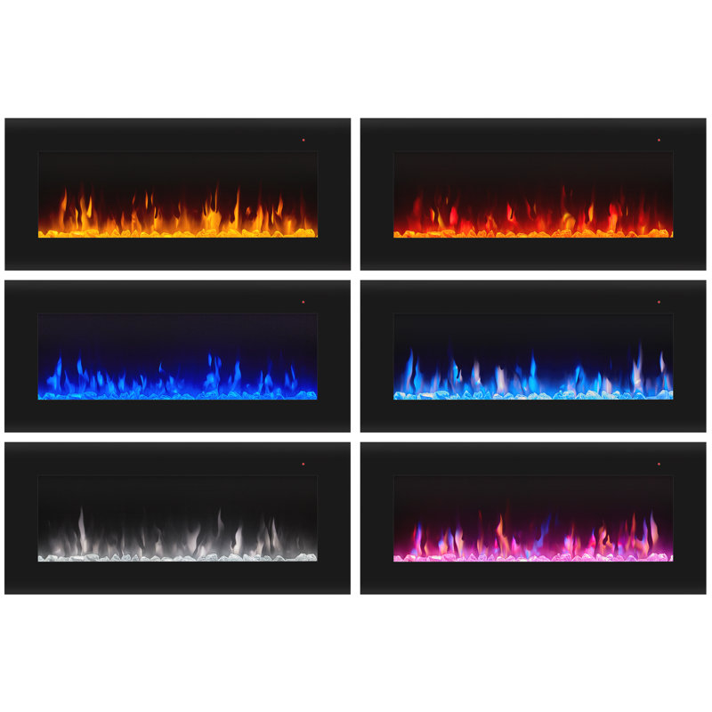 Corretto Wall Mounted Electric Fireplace in Black by Real Flame, 21.75" H x 72" W x 5.25" D