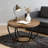 Round Rustic Wood Coffee Table With Black Geometric Metal Frame & Lower Shelf - Industrial Modern Accent Table-1158328453