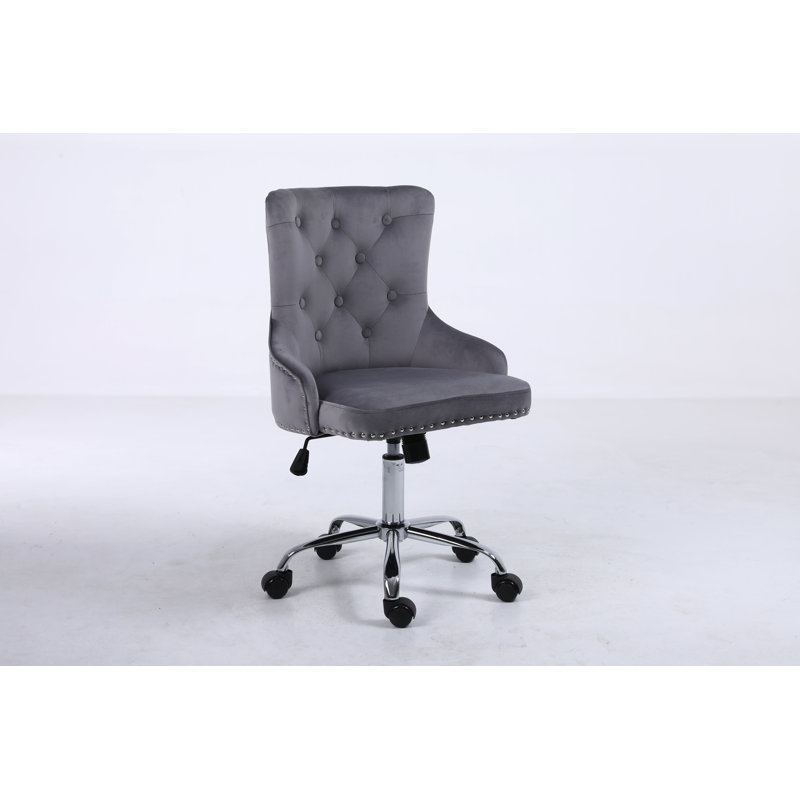 Chaise de travail en velours Kassandra, gris