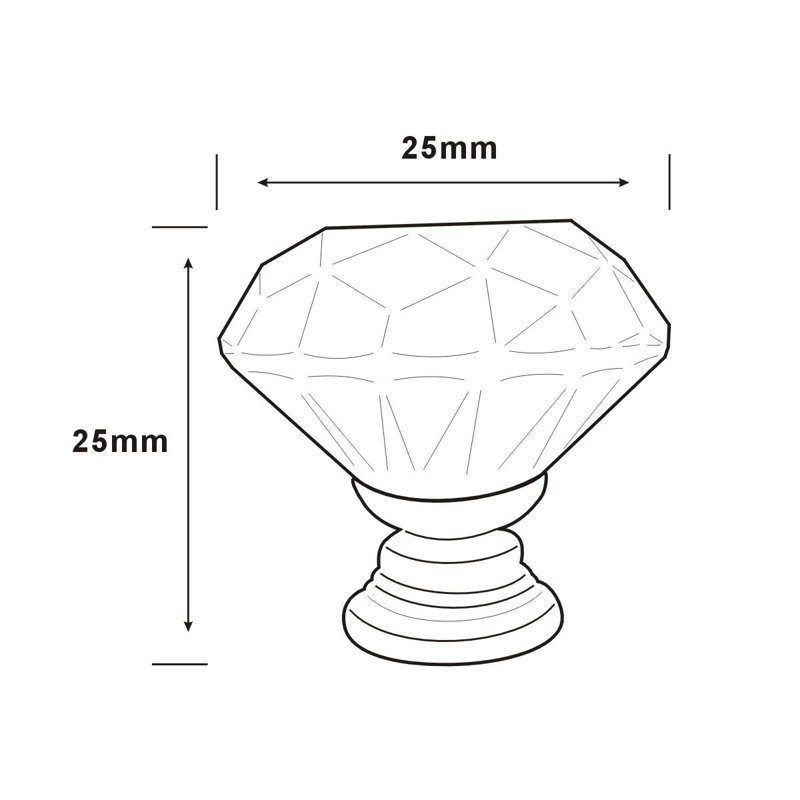 Clear Glass Diamond Cut Cabinet Knobs with Chrome Base, Set of 10
