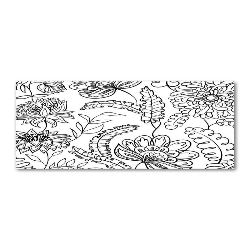 Floral Pattern - Print, Glass, 70cm H x 100cm W x 4cm D