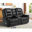 Causeuse inclinable en cuir de polyuréthane de 70,47 po avec fauteuil à massage chauffant avec porte-gobelets et boîte de rangement Red Barrel Studio®-1457497593