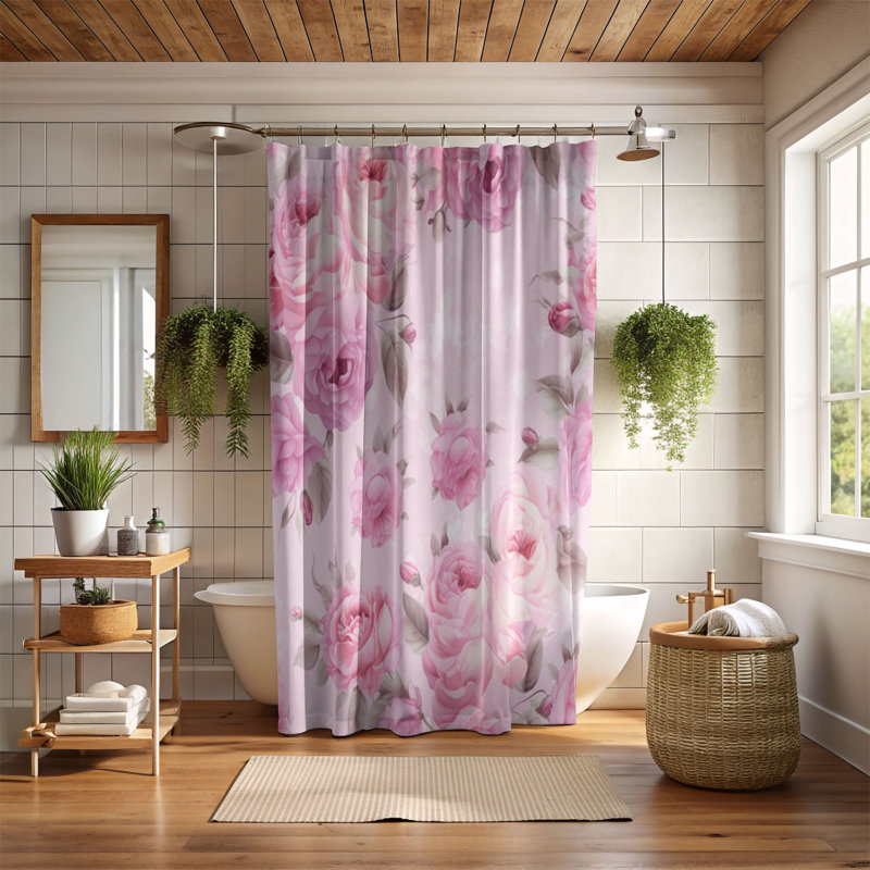 Classic Rose - Rideau de douche Premium, H 74 po x l 71 po