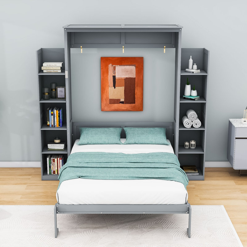 Lit escamotable Kirthana, Double, gris