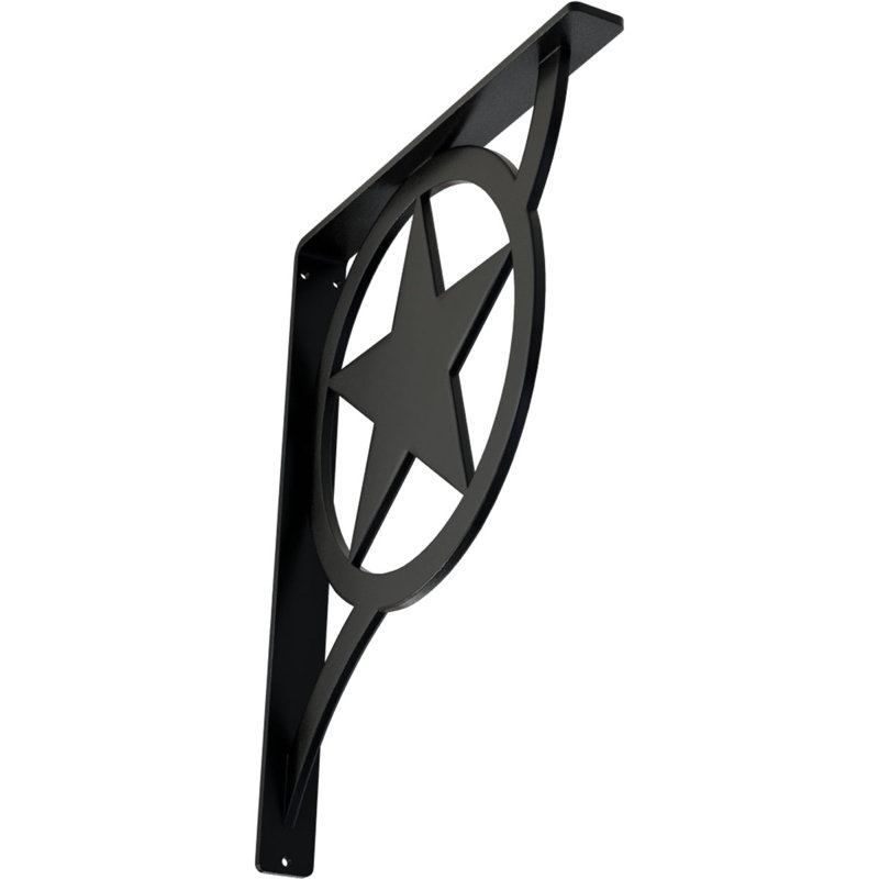 Support en fer forgé Austin (accoudoir central simple) l 1 1/2 po x P 12 po x H 15 po, thermolaqué noir, Noir