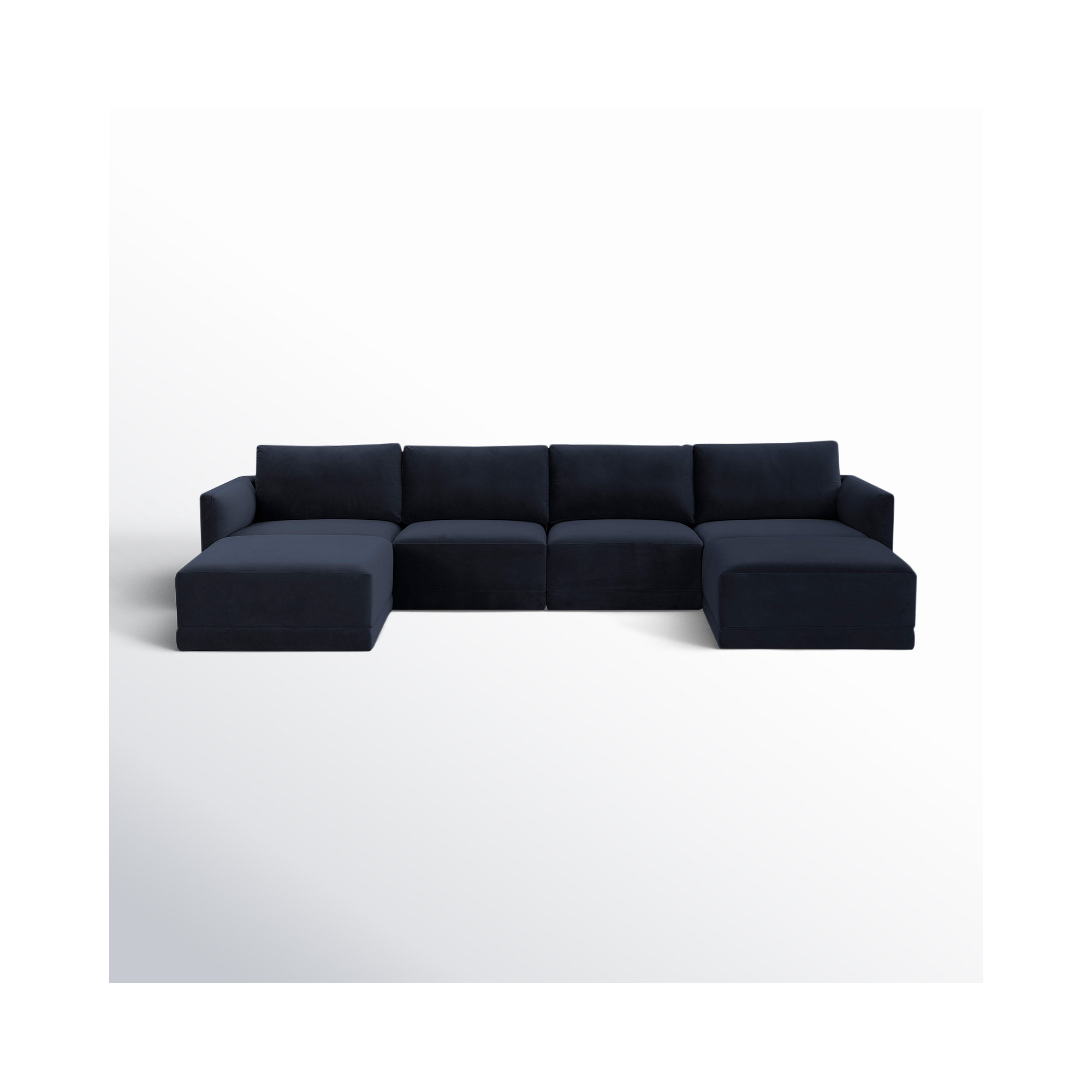 Deirdre Modular Upholstered U-Sectional, Navy Velvet