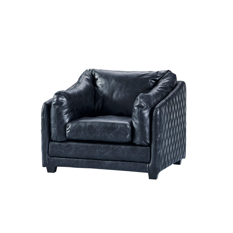 Chaise avec accoudoirs Waco, Cuir véritable ardoise