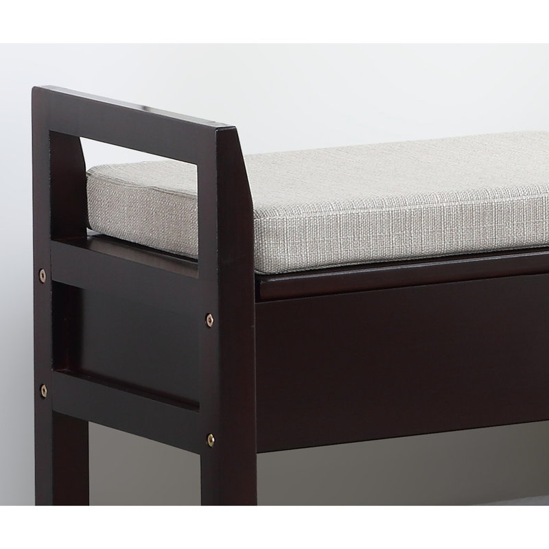 Banc à chaussures avec siège rembourré beige et rangement rembourré