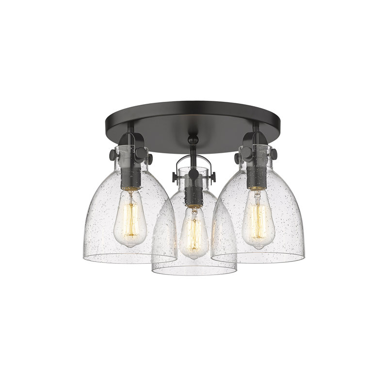 Smeltertown Glass Flush Mount, Seedy, Matte Black